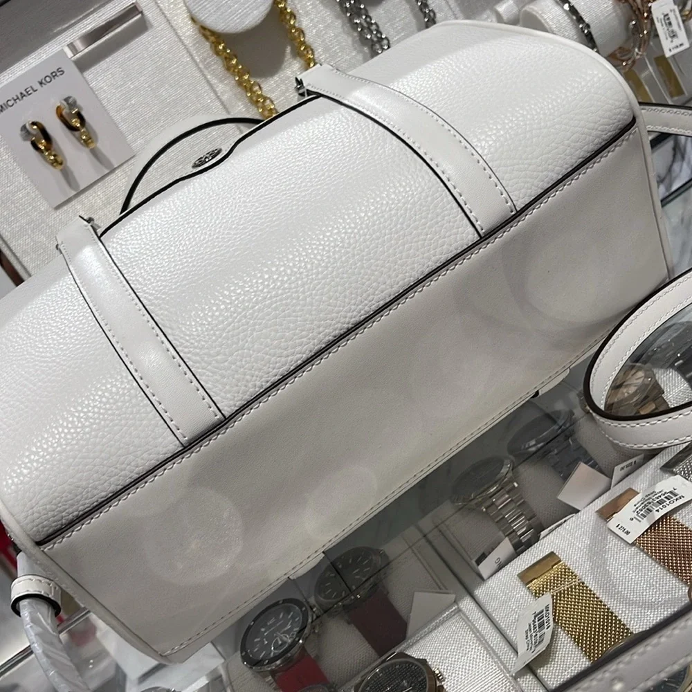 MICHAEL KORS JST TRAVEL MD DUFFLE SATCHEL SHOULDER CROSSBODY BAG MK  OPTIC WHITE